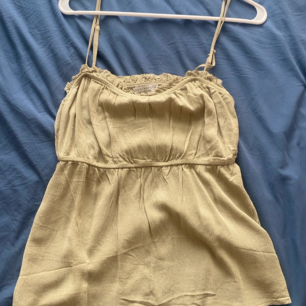 Paper Crane Green Smocked Ruffled Camisole